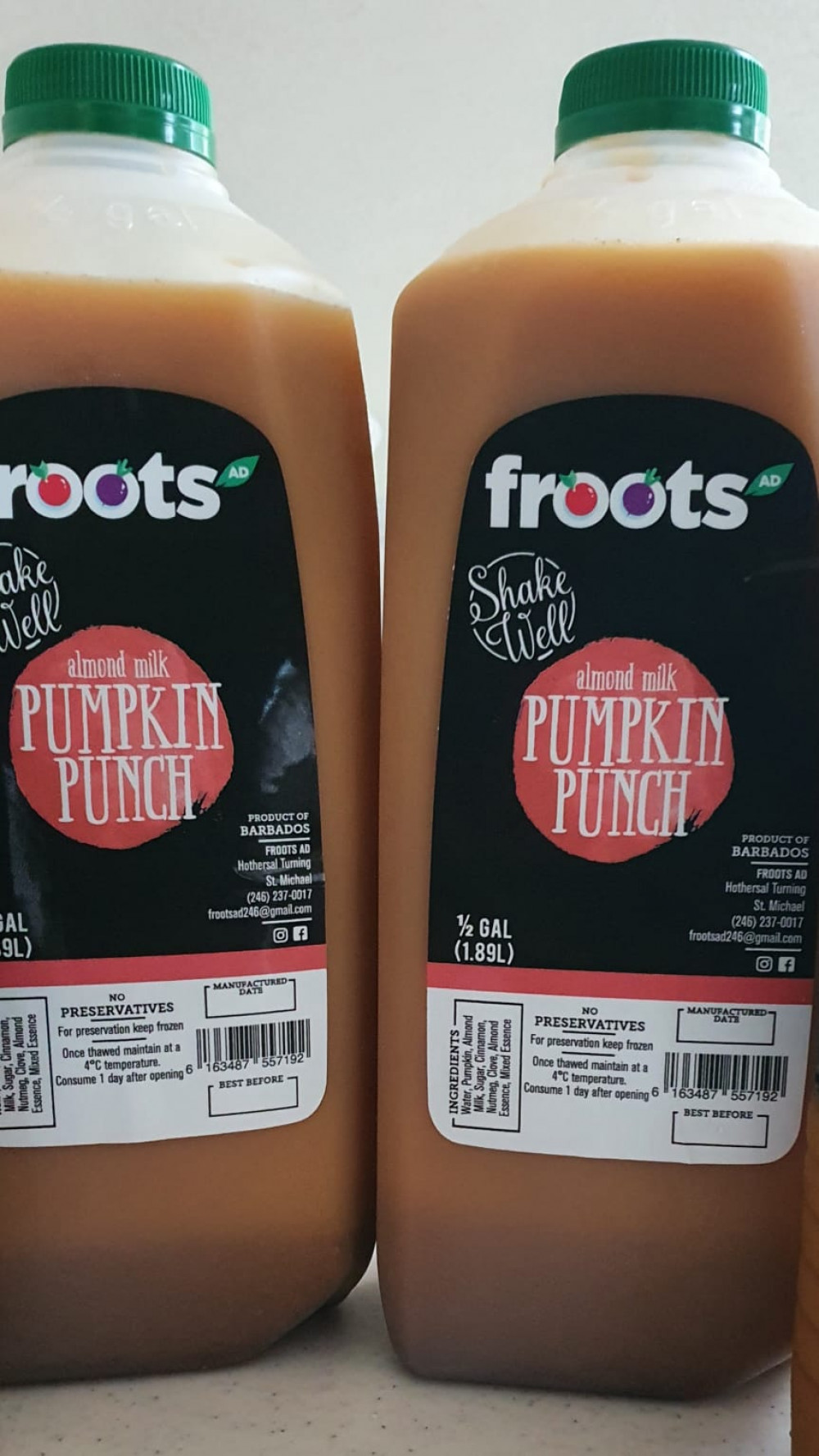 Pumpkin Punch  (Almond Milk) - 1/2 Gallon