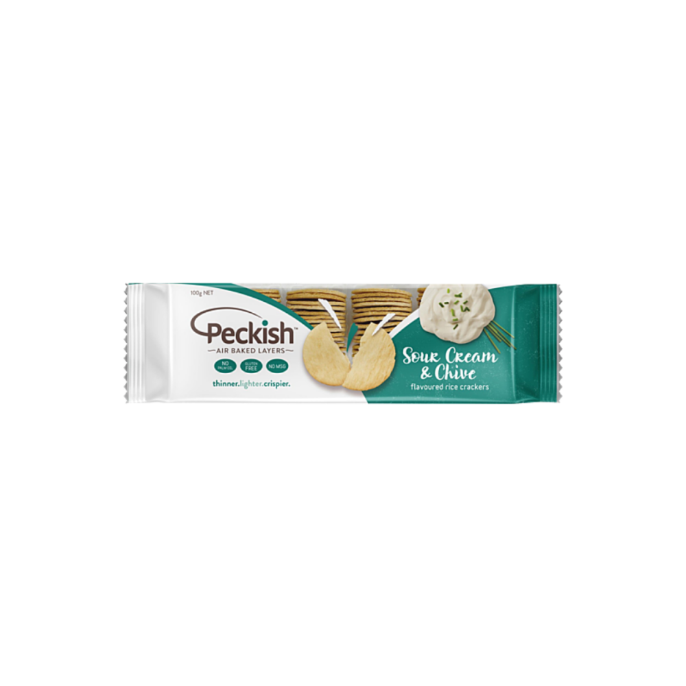 Peckish Sour Cream & Chive Rice Crackers 100g