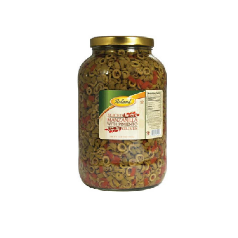 Roland slice green olives with pimento 1gln