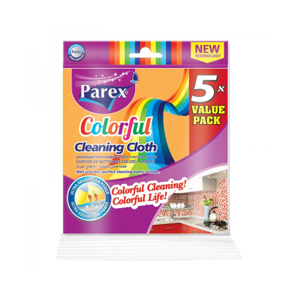 91271 Parex Colorful Cleaning Cloth 5pk  24/cs